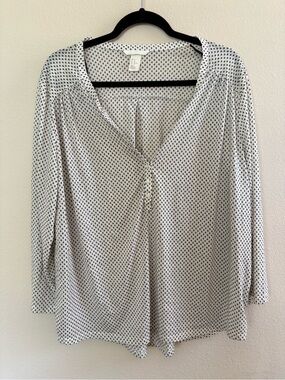 H&M White Blouse with Black Dot Print